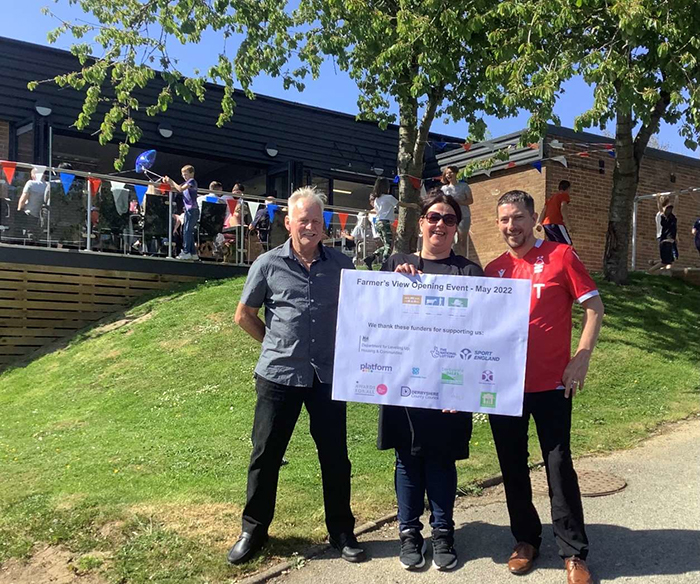 Directors Bill Clarke, Anna Casey, Chris Homes in front of Farmer's View