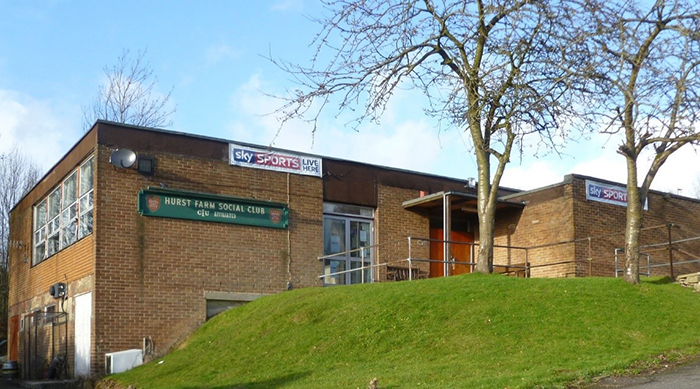 View of the old Social Club building frontage and entrance before the refurbishments