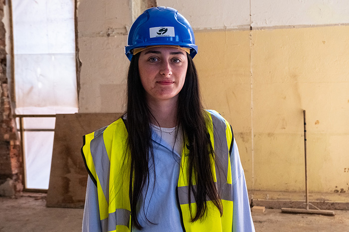 Lily Humphries in hard hat
